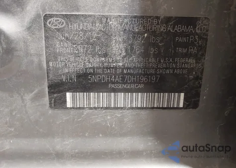 2013 Hyundai Elantra Gls/Limited from USA, damaged, VIN 5NPDH4AE7DH196197